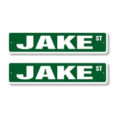 JAKE Street Sign (2 Pack) Childrens Name Room Metal Road Sign
