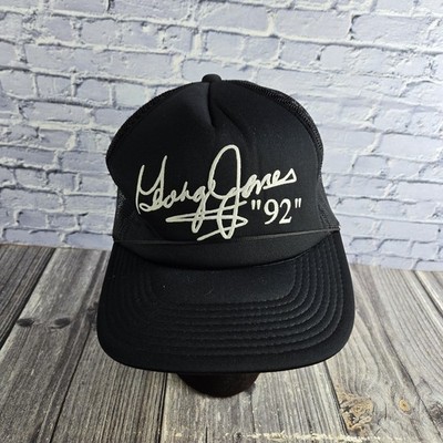 Vintage George Jones 1992 Puff Print Black Snapback Trucker Hat Country Tour