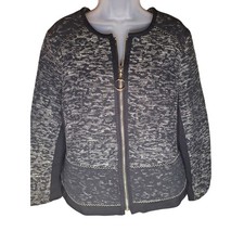 Chicos Jacket Black/Gold Gold Hardware Lined Sz 2