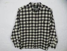 Woolrich Shirt Mens 2XL Black White Buffalo Plaid Flannel Button Front Pockets