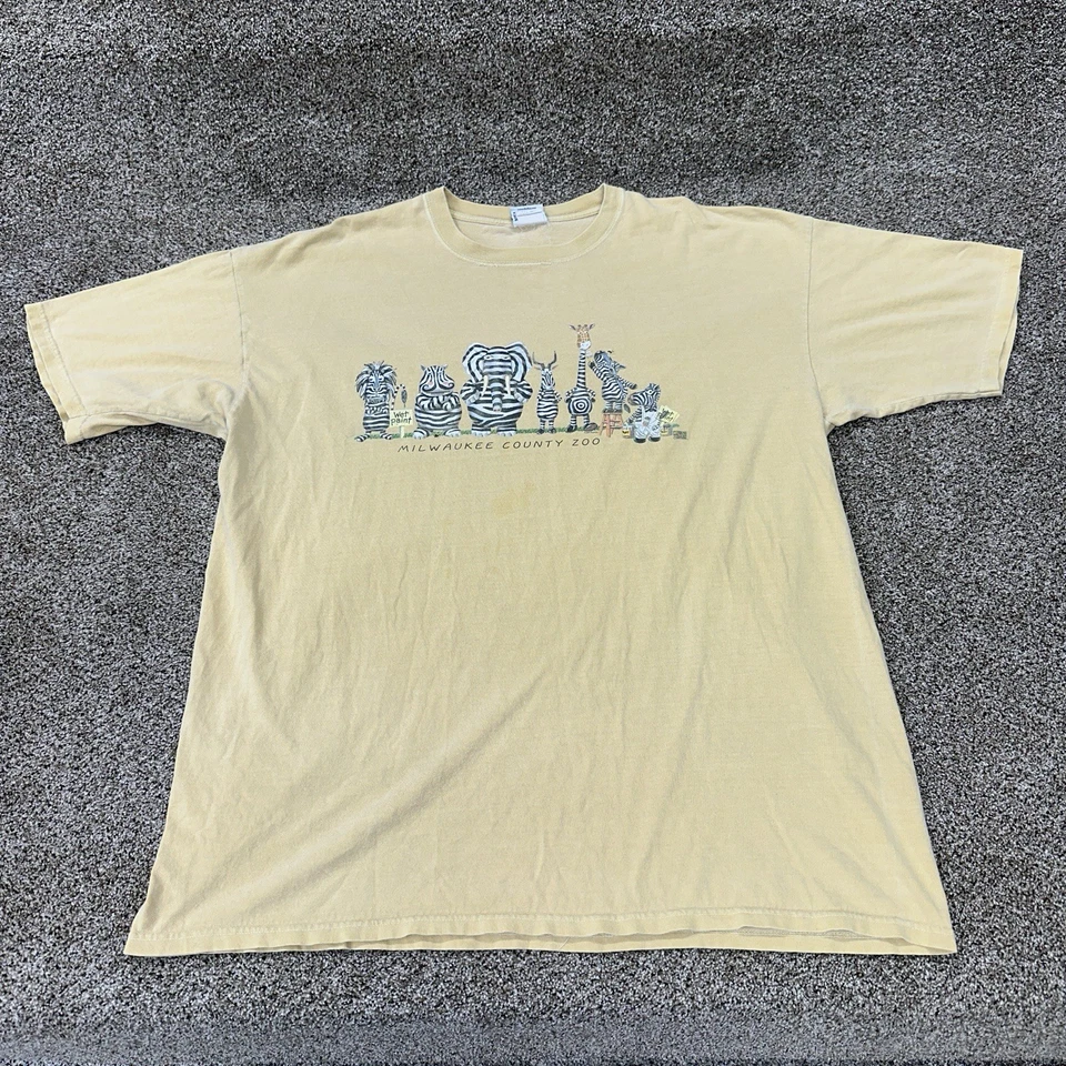 Camiseta Gráfica Cebra Zoológico del Condado de Milwaukee De Colección Para Hombre XXL Camisa de Recuerdo Turístico Foto 2 de 4