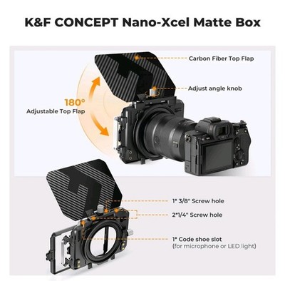 KF CONCEPT Matte Box, DSLR Camera Matte Box with Carbon Fiber Top Flag, with ...