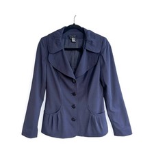 Etcetera Peplum Blazer Jacket Navy Pockets Women's Size 4 Office Business Casual