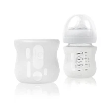 Olababy Silicone Sleeve for Avent Natural Glass Baby Bottles 4 oz, Translucent