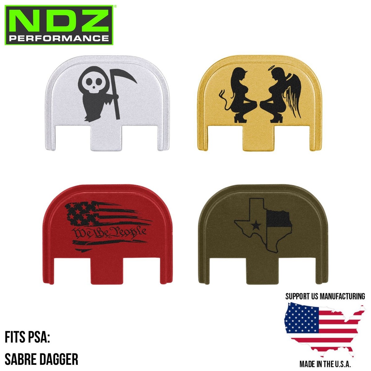 NDZ PSA Sabre Dagger Slide Back Plate Aluminum Engraved G17 G19