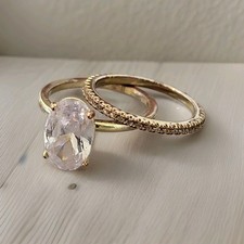 Womens Set CZ Engagement Wedding Ring Size 8 Costume Jewelry Set R44