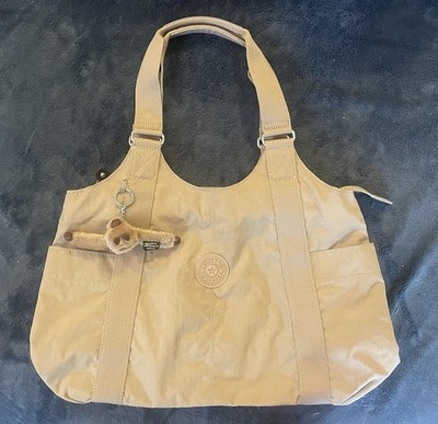 Kipling Cicely Tote Shoulder Bag Multi Pockets Tan Very Clean With Ape Charm!!!