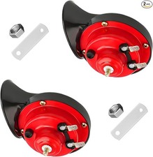 2 PCS 300DB Super Loud Train Horns, 12V Waterproof Snail Ragi Color: Red, 2PCS