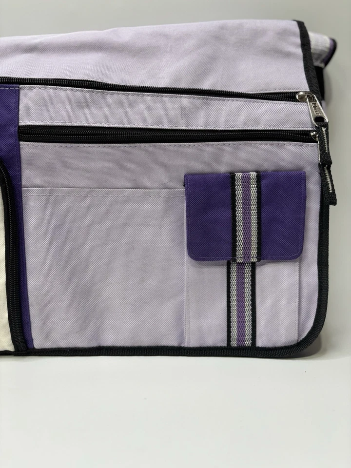 VTG 90s Y2K Mudd Laptop Messenger Bag Bookbag Purse Black Purple White 2846M - Image 3 of 4