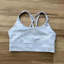 Lululemon Energy Sports Bra Lavender Gray Camo Size 8 Pockets For Cups