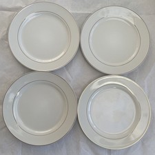 4 x White Round 19cm Side Plates with Gold Trim Detail - No Markings