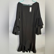 VFemage women's cocktail dress. SZ 12 bell sleeves. Black. Back zip. NWT party