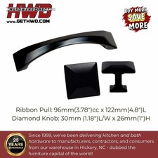 Cabinet Pull Knob Matte Black Transitional Modern Kitchen Bath Drawers Square