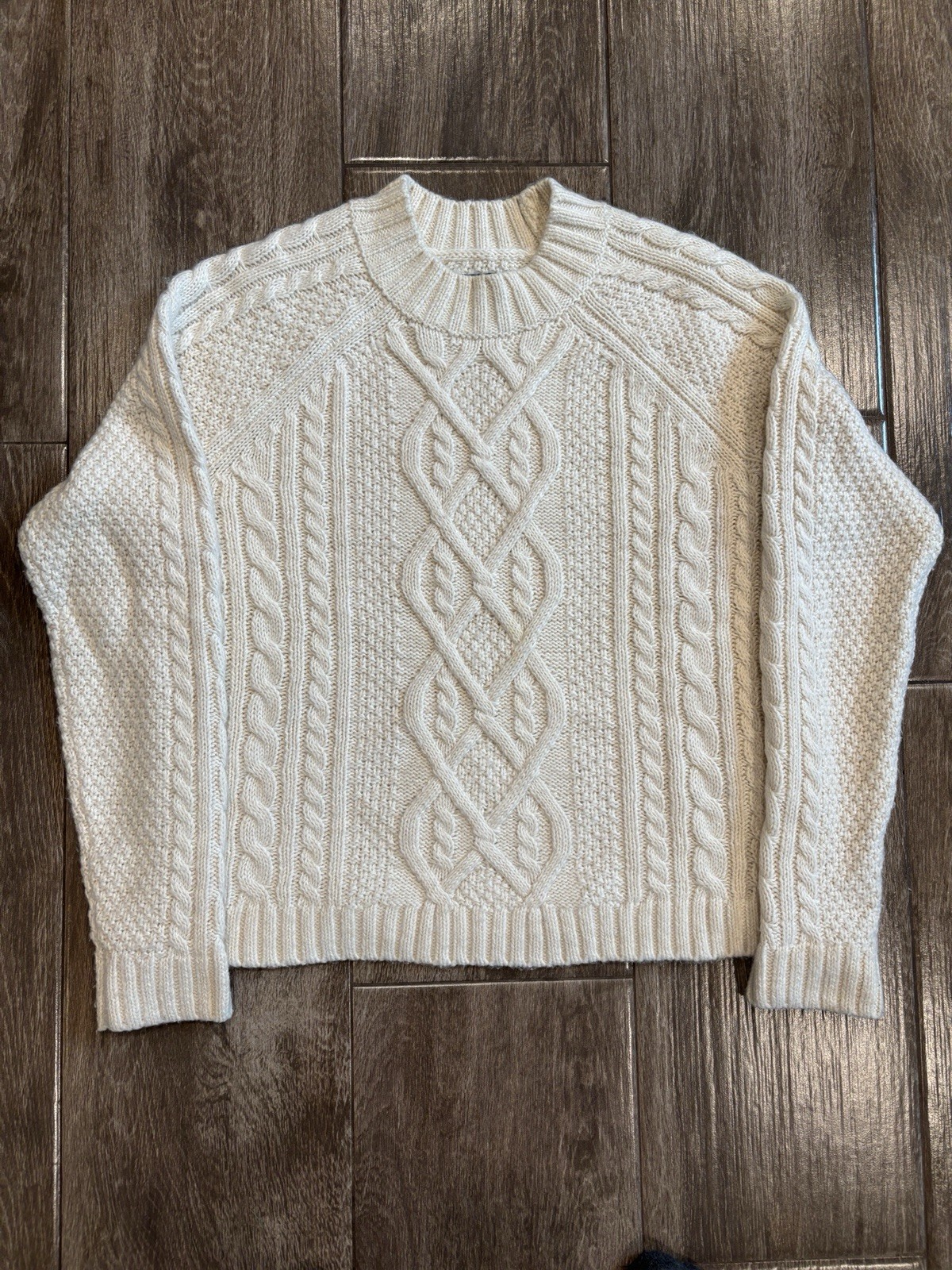 Abercrombie & Fitch Sweater Women Small Cream Cable Knit Crop Gilmore Girl Y2K