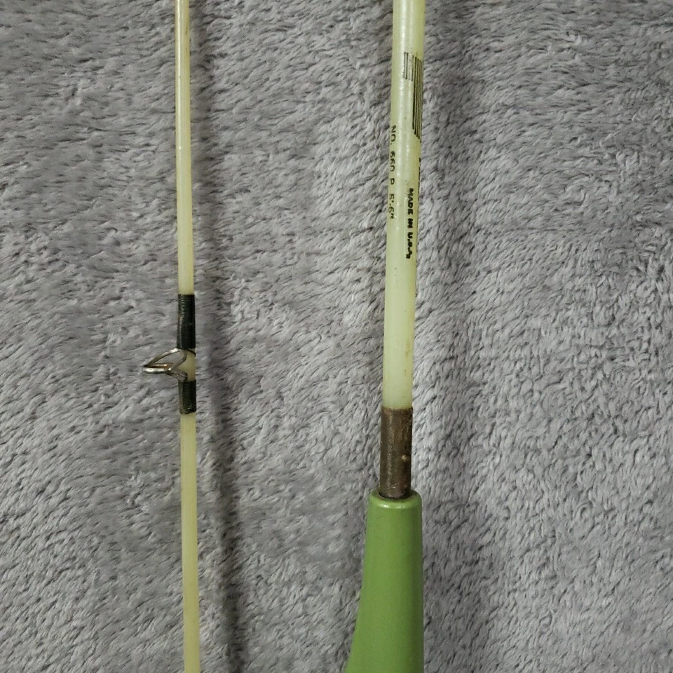 Винтажный зеленый PFLUEGER 660 P стекловолокно модель 5'6" 2 изделия кастинг удочка рыбалки - Изображение 4 из 4