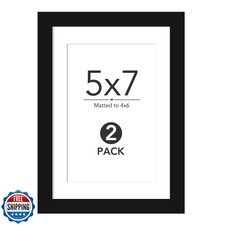 TWING 2 Pack Black 5x7 Matted Picture Frames, Display 4x6 Photos