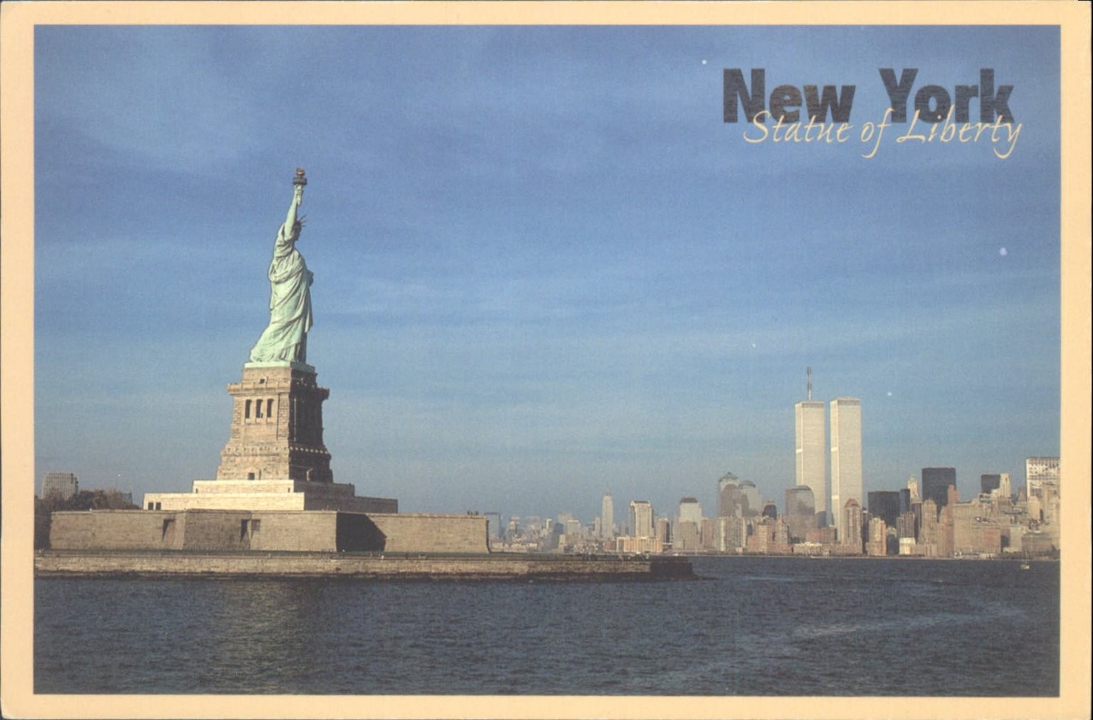 1998 New York Statue of Liberty World Trade Center Twin Towers Postcard