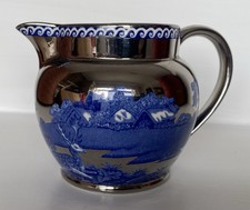 Wedgwood Fallow Deer  Jug Blue & White Silver Lustre