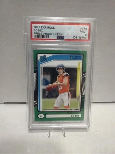 2024 Panini Donruss - Rated Rookie Bo Nix #369 Press Proof Green (RC)