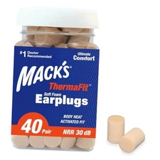 Mack’s ThermaFit Soft Foam Earplugs, 40 Pair - Comfortable Ear Plugs for 
