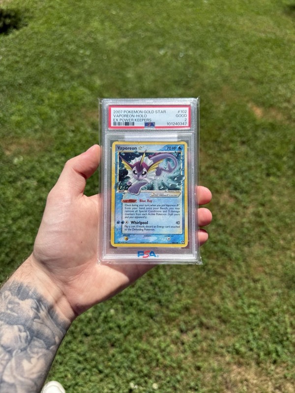 2007 POKEMON EX POWER KEEPERS GOLD STAR #102 VAPOREON-HOLO PSA 2 - POP 106 !
