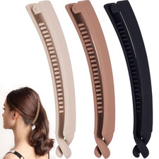 3Pcs French Banana Hair Clips for Women, Non-Slip Hair Claws with Double Combs,