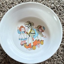 Vintage Oneida Deluxe Raggedy Ann  Andy 7" White Plastic Bowl 1969