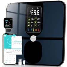 CHWARES Scale for Body Weight, Scale with BMI Body Fat Muscle Mass  Black