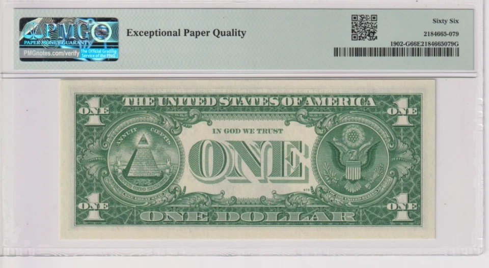 Fr 1902-G 1963B $1 FRN G85366779H PMG 66EPQ CHICAGO BARR 1963-B - Image 2 of 2