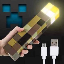 Minecraft 4 Colors Torch Lamp LED Night LightUSB Rechargeable Gift Toy for Kids