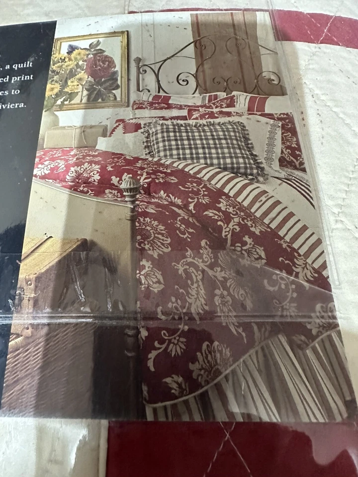 CHAPS RIVIERA FRANCESA 4 piezas KING EDREDÓN/CUBIERTA/FUNDAS DE PIE/ALMOHADA DECORATIVA ROJA/NEGRO NUEVO EN PAQUETE Foto 2 de 4