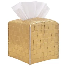 Gold Tissue Box Cover Decorative Tissue Holder Organizer for Home Tabletop Car