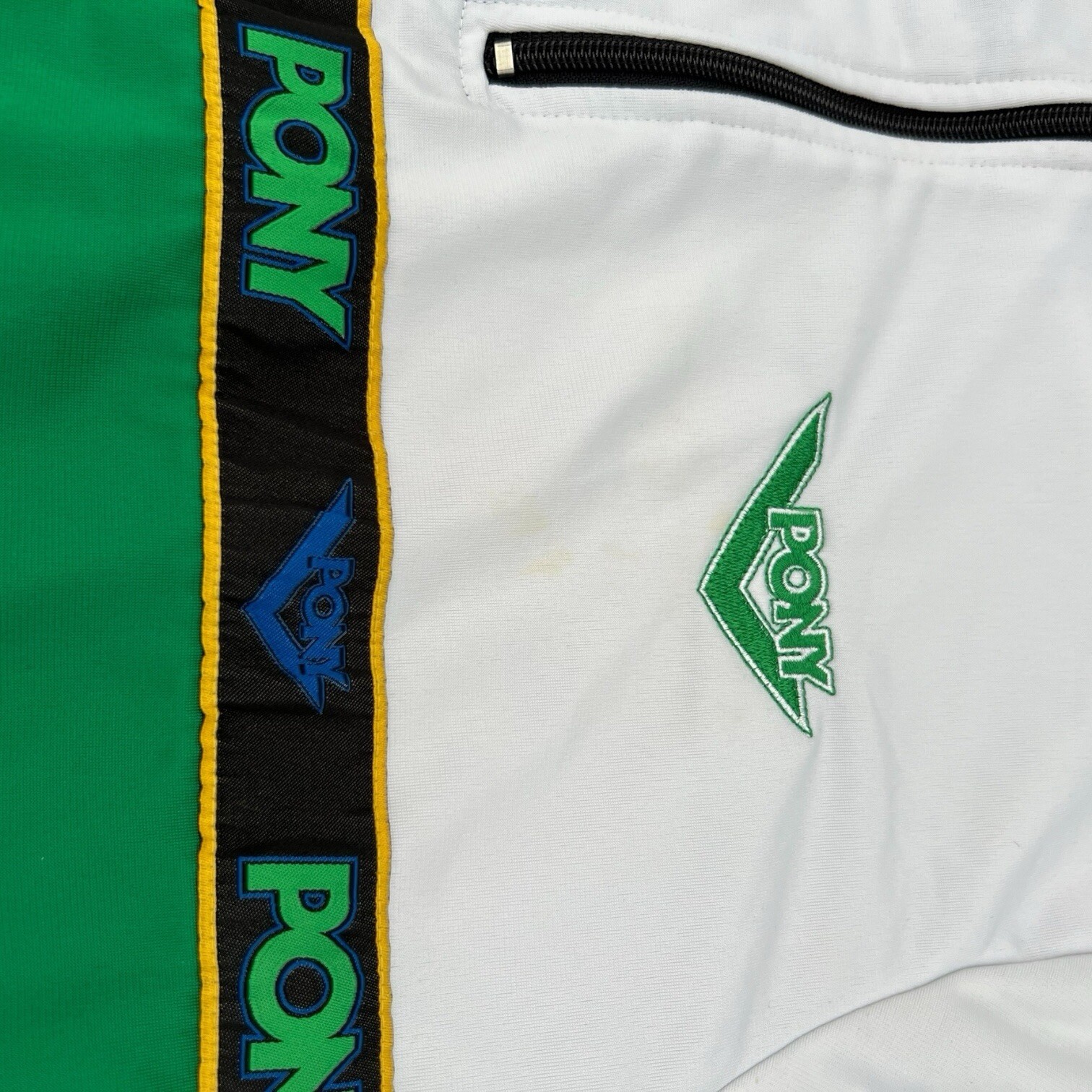 Giacca a vento Forever 21 x Pony 1 4 zip verde bianco taglia media uomo