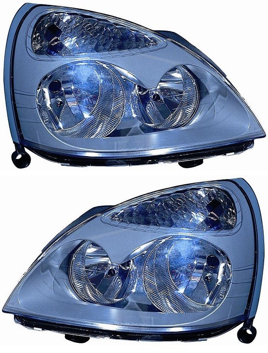 COPPIA FARI FARO FANALE RENAULT CLIO 2001-2005 PARABOLA GRIGIA NUOVI sped gratis