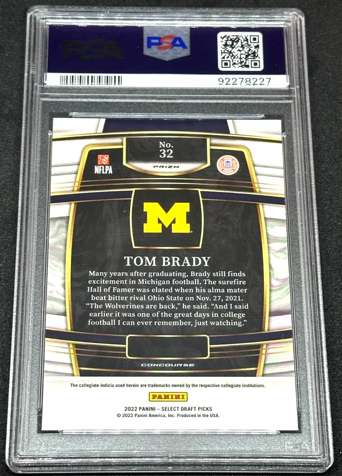 🔥Tom Brady 2022 Panini Select Draft Picks Silver Prizm #32 Michigan PSA 10🔥 - Image 2 of 2