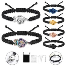 Adjustable Rose Flower Urn Bracelet for Ashes Cremation Bangle Memorial Bracelet