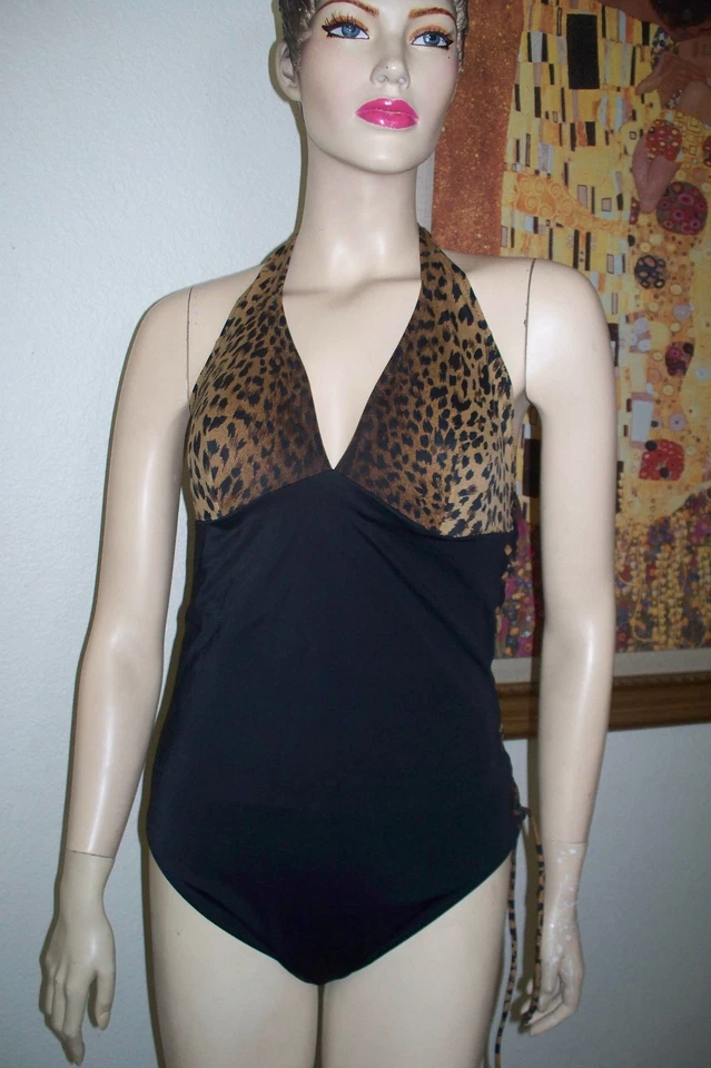 Sexy traje de baño lateral de una pieza con estampado de guepardo en bloques de colores para mujer " Spiegel" 14 Foto 2 de 4