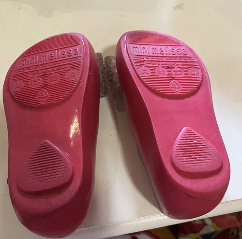 MINI MELISSA TODDLERS SIZE 3/EU 22-23 PINK - CLEAR BOW- STRAP-EUC - Picture 8 of 8
