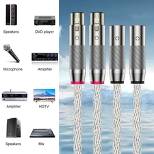 8 AWG Silver Plated 8N OCC HiFi Balanced XLR Cable Carbon Fiber Microphone Cord