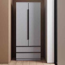 2 Door Combination Wardrobe Ripple Design Modern Bedroom furniture Matt Grey