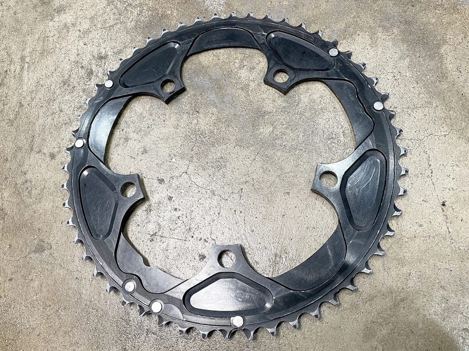 Full Speed Ahead Super Road Chainring 53T 130mm BCD 5-Bolt Aluminum Black/Silver - Image 2 of 4