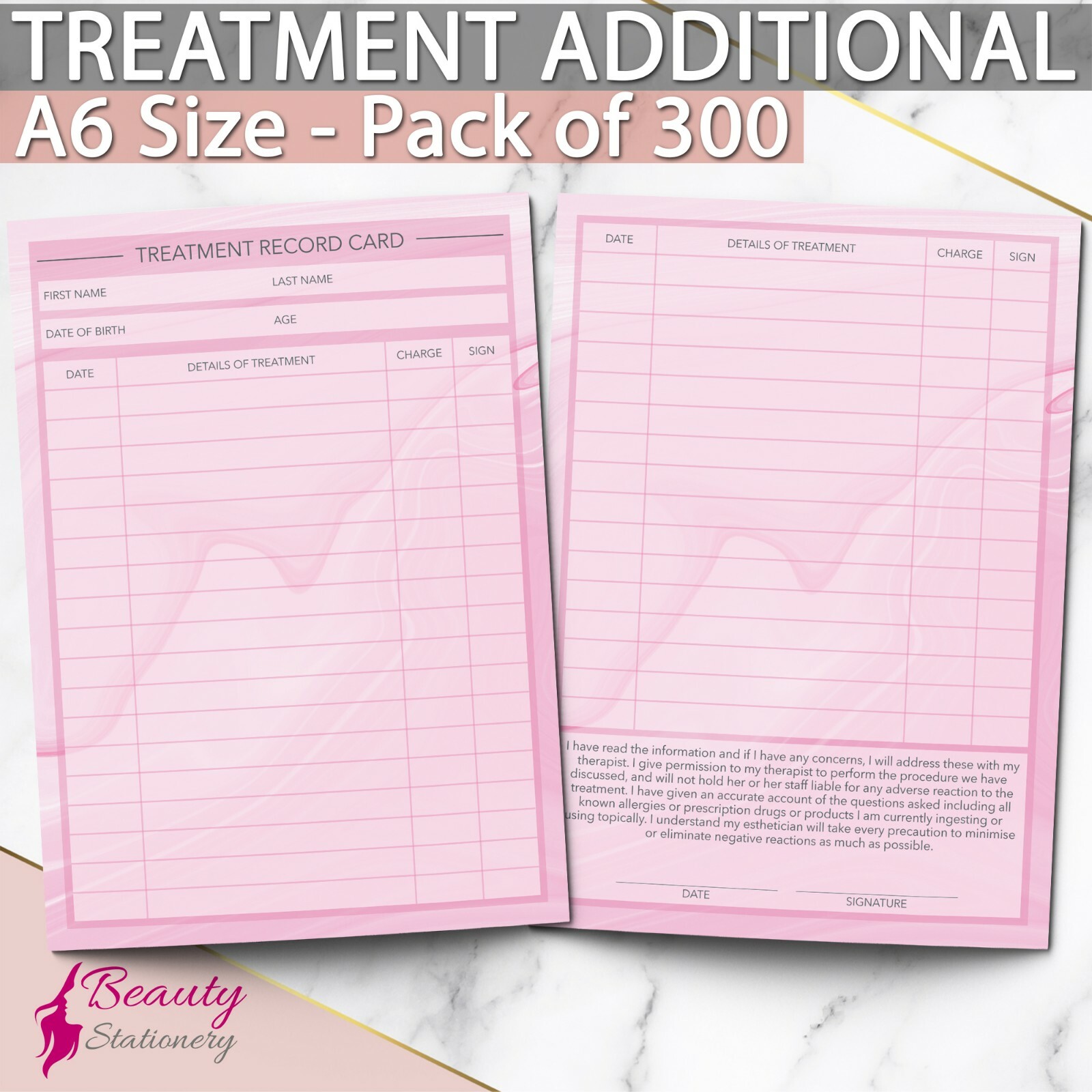 Treatment Additional Client Record Card Consultation Form Beauty Salon Nail x300