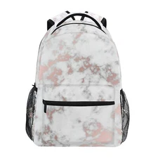 Rose Gold Marble Backpack Middle College Student Bookbag Travel Daypack for M...