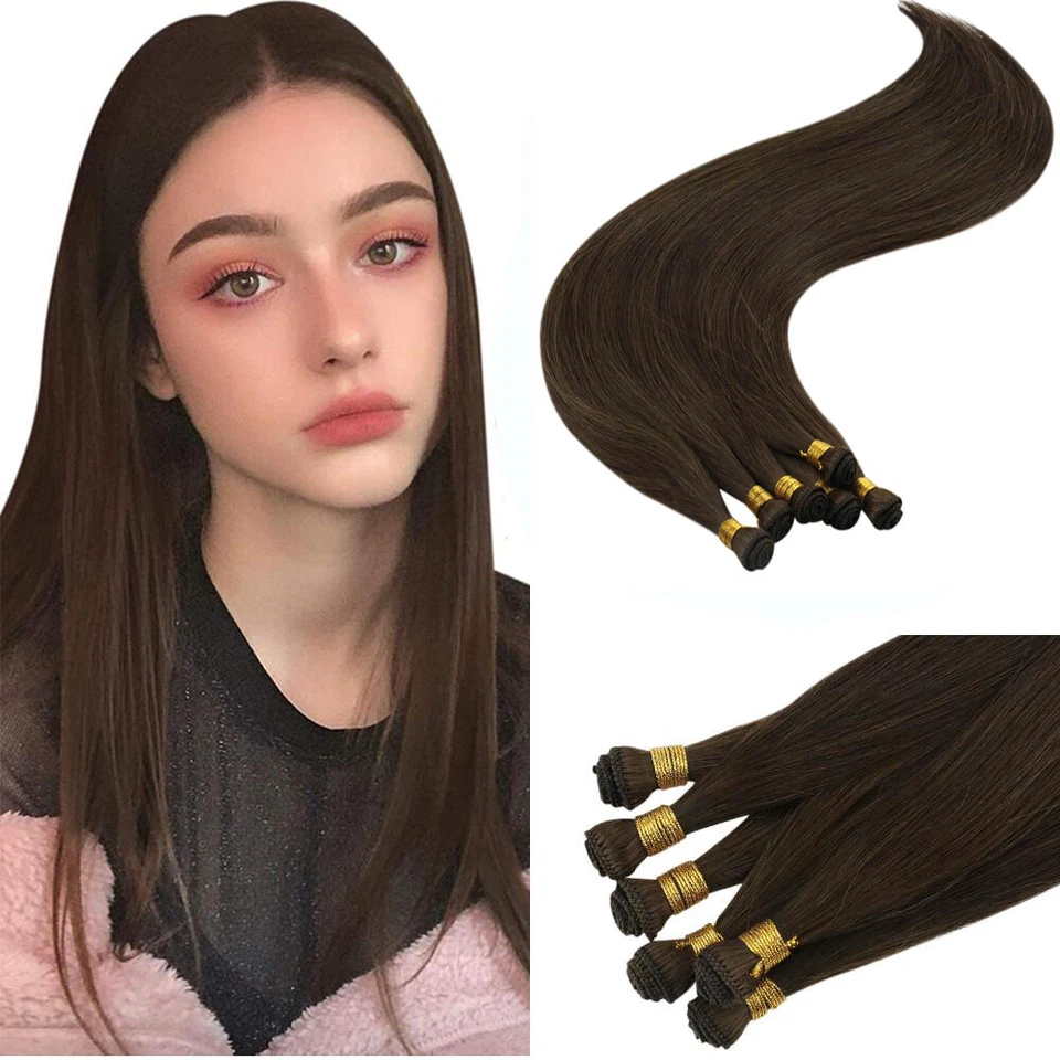 Invisible Hand Tied 100% Human Hair Weft Sew in Remy Hair Skin Weft Straight - Image 2 of 4