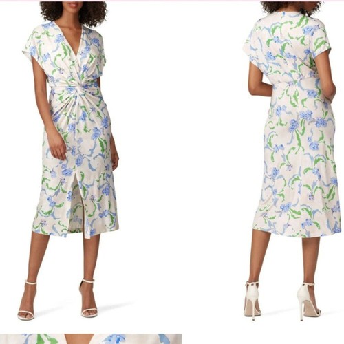 Prabal Gurung | Abito midi floreale acquerello attorcigliato davanti taglia 14
