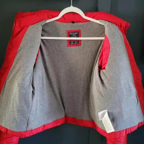 Abercrombie & Fitch Red Quilted Puffer Fall Winter Jacket Size Small - Picture 7 of 17