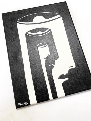 Pop Modern Abstract Modernist Face Painting Black and White Manner of Picasso - Picture 15 of 15