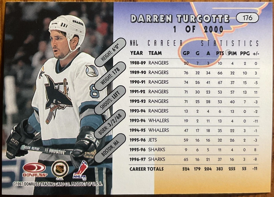 Turcotte Darren de plata Donruss Press Proofs 1997-98 #’d/2000 Foto 2 de 2