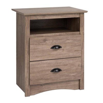 Prepac Single Nightstand 28''x16'' 2-Drawer Rectangle Shape Composite Drifted Gray