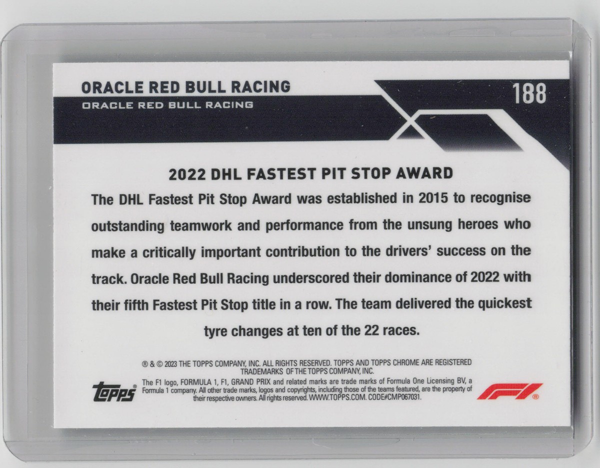 2023 Topps Chrome Formula 1 #188 Oracle Red Bull Racing Checker